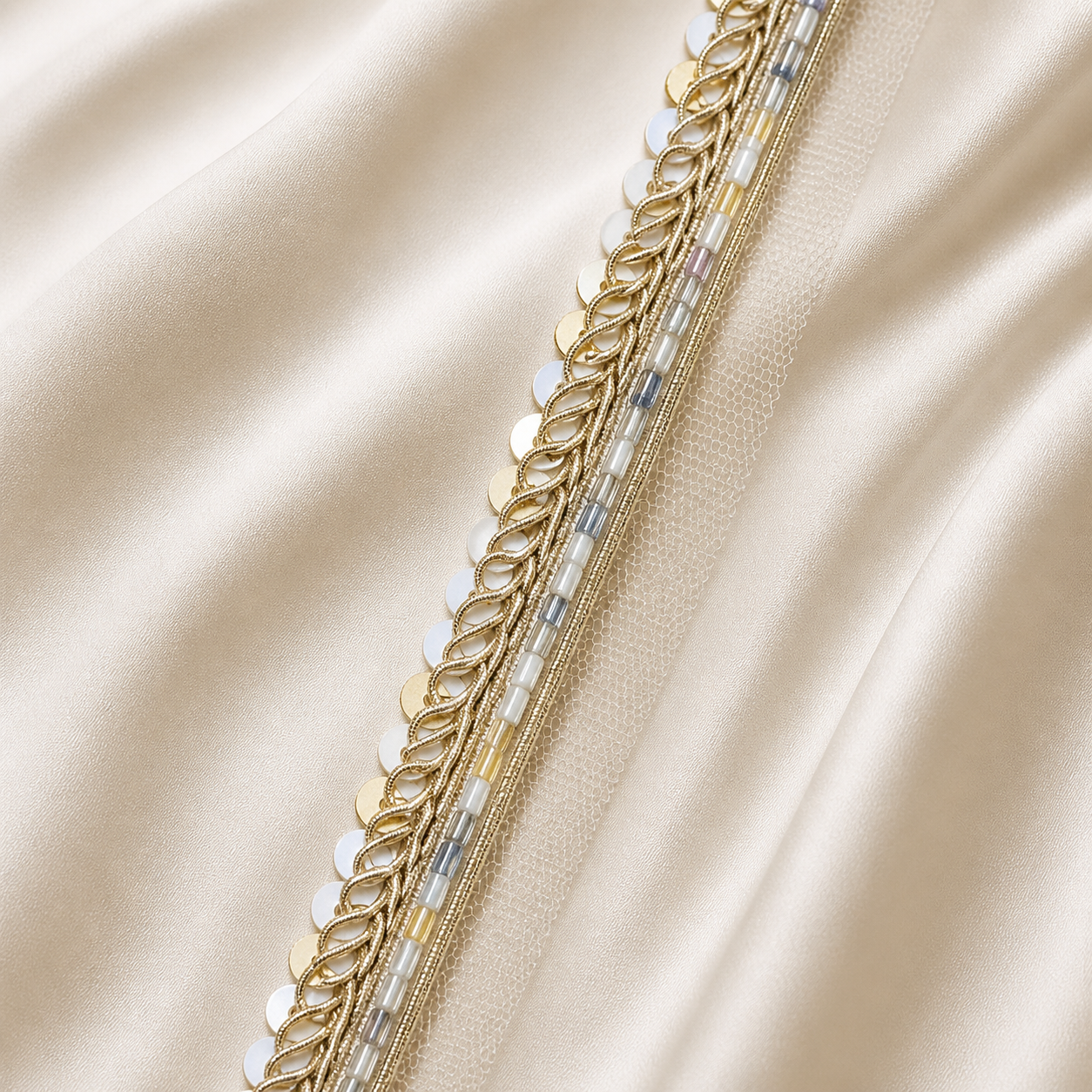 Designer Beaded Lace Trim Border with Sequins for Festive & Bridal Wear