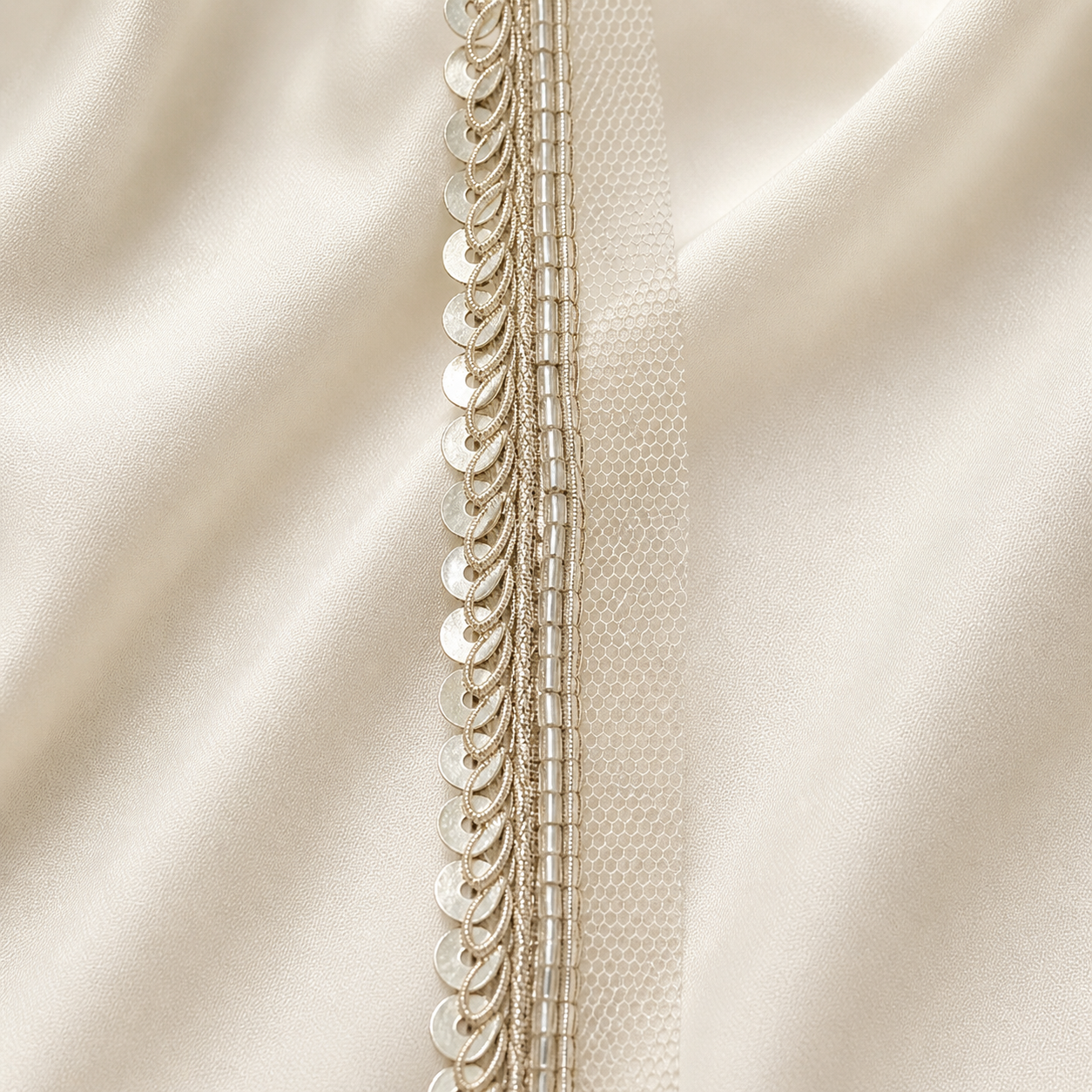 Designer Beaded Lace Trim Border with Sequins for Festive & Bridal Wear