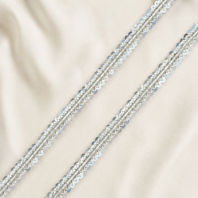 Sequin & Bead Embellished Narrow Lace Trim for Bridal & Designer Wear