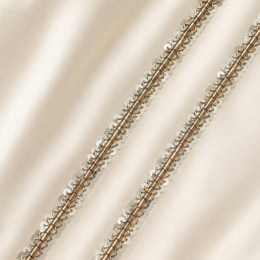 Sequin & Bead Embellished Narrow Lace Trim for Bridal & Designer Wear