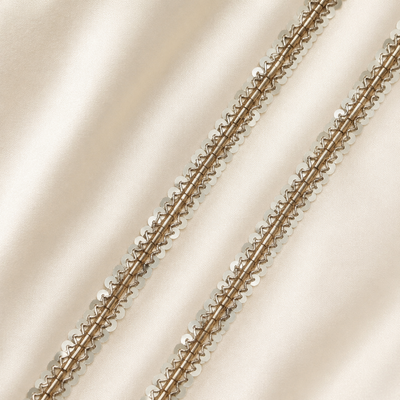 Sequin & Bead Embellished Narrow Lace Trim for Bridal & Designer Wear hover