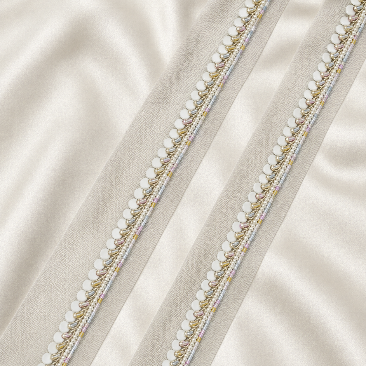 Pearl and Beaded Handcrafted Decorative Lace Trim Border