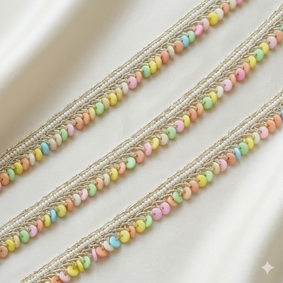 Pearl and Beaded Handcrafted Decorative Lace Trim Border