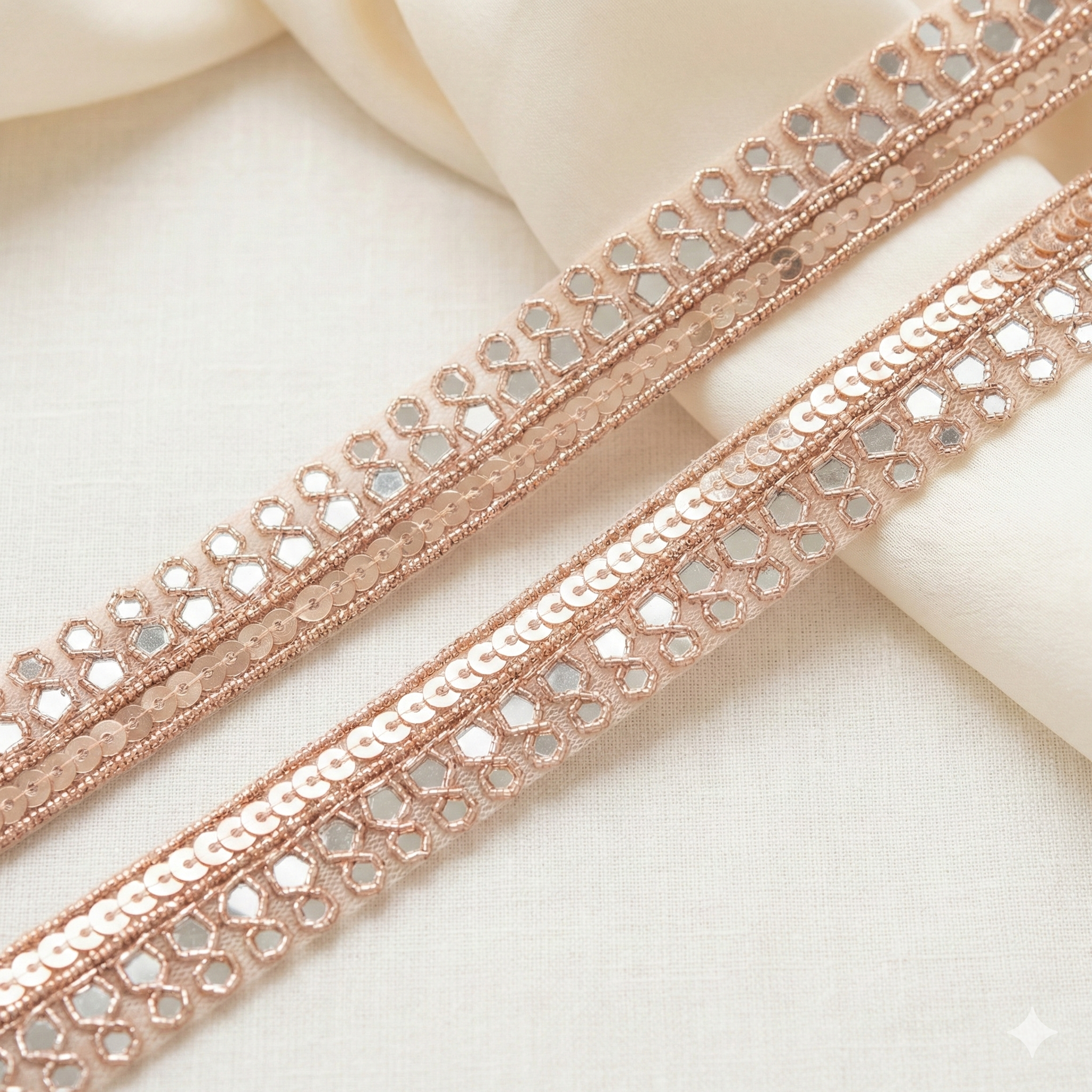 Fancy Mirror Embellished Handwork Trim