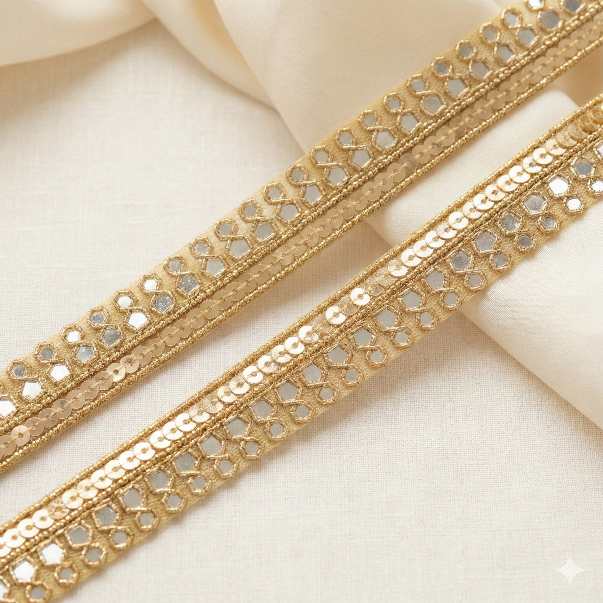 Fancy Mirror Embellished Handwork Trim