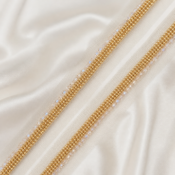 Beaded Crystal Net Lace Border Trim for Designer Wear