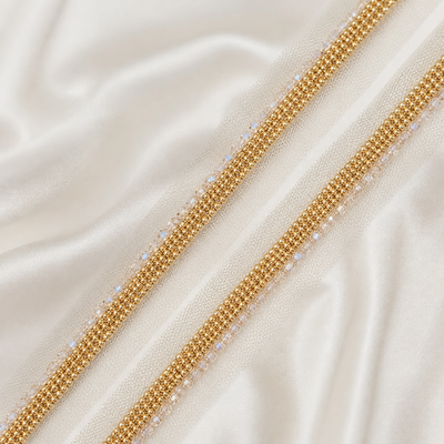 Beaded Crystal Net Lace Border Trim for Designer Wear