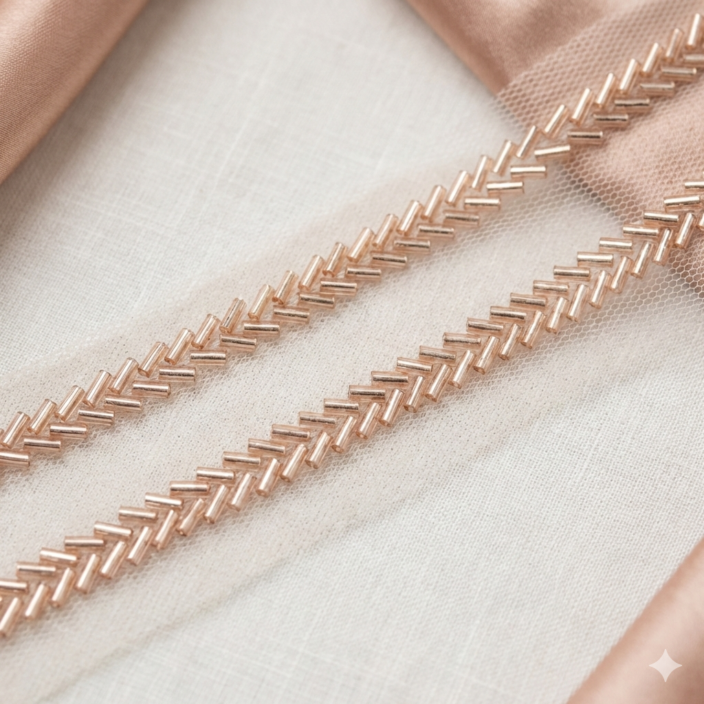Rose Gold Embellished Cutdana Handwork Trim