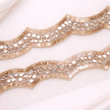 Rose Gold Scalloped Mirror Embellished Trim