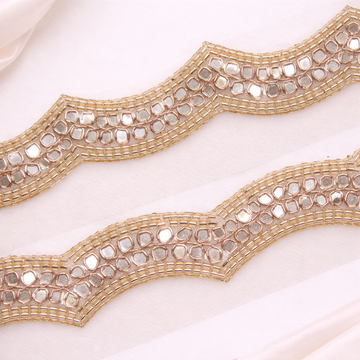 Rose Gold Scalloped Mirror Embellished Trim