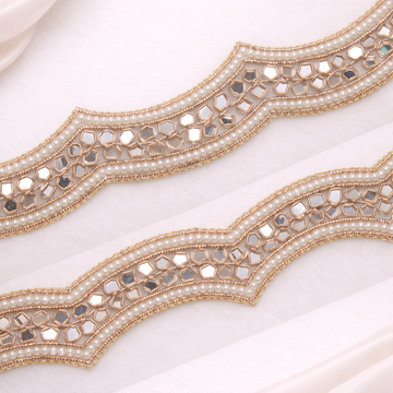 Rose Gold Scalloped Mirror Embellished Trim