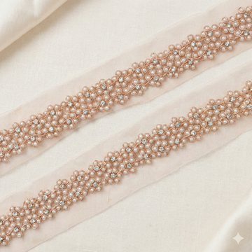 Rose Gold Pearl Embellished Handwork Trim