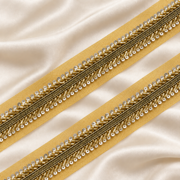 Layered Bugle Bead and Sequin Embroidered Mesh Lace