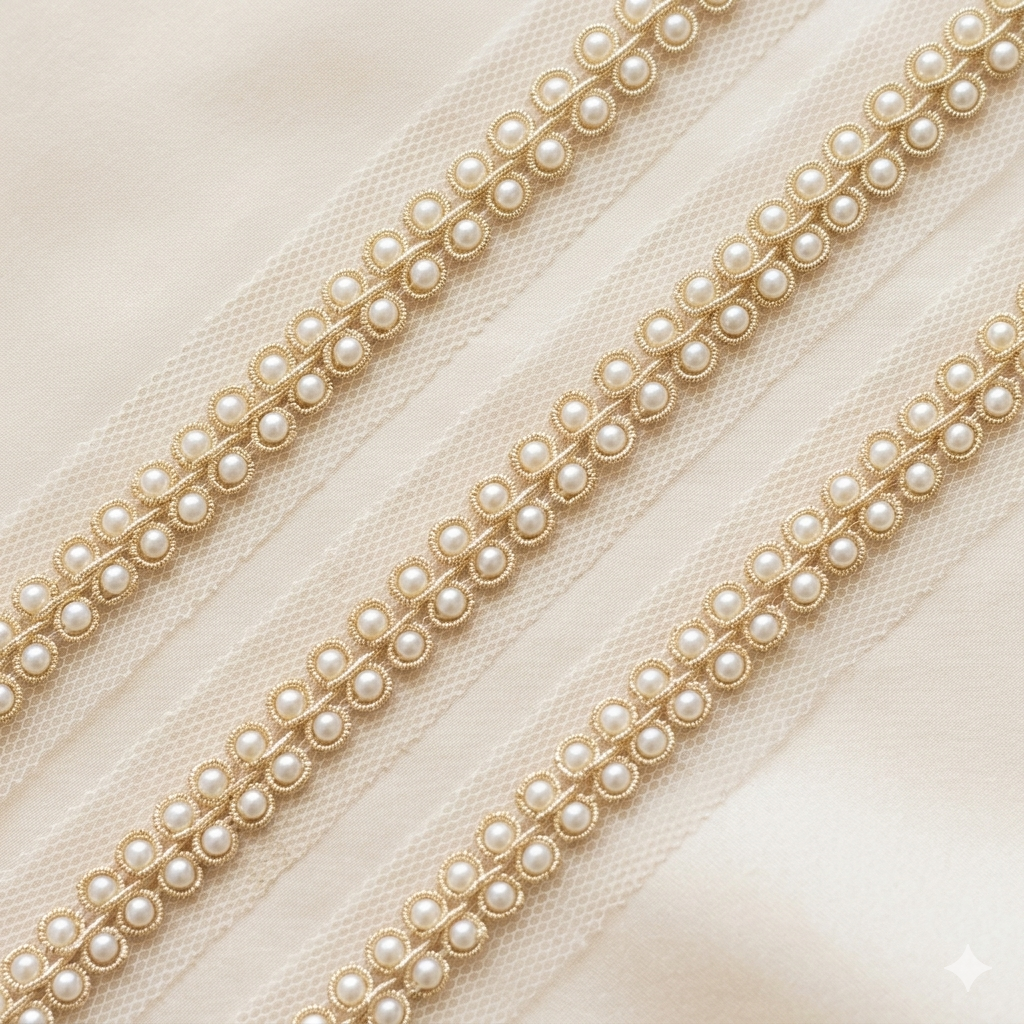Pearl Embellished Handwork Trim