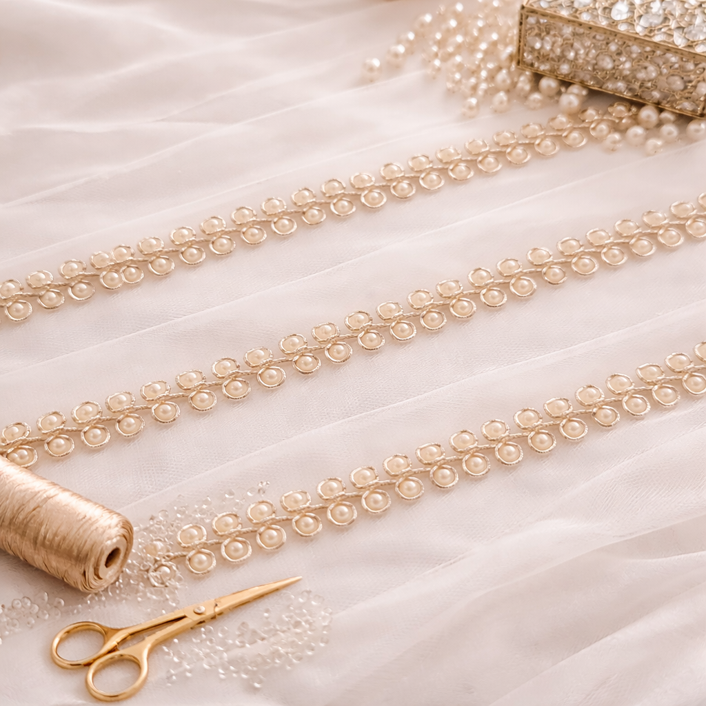 Pearl Embellished Handwork Trim