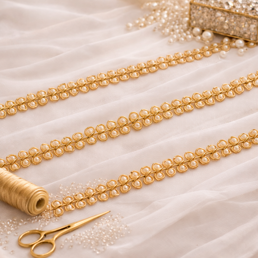 Pearl Embellished Handwork Trim