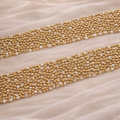 Golden Pearl Embellished Handwork Trim