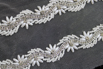 White Embellished Handwork Trim