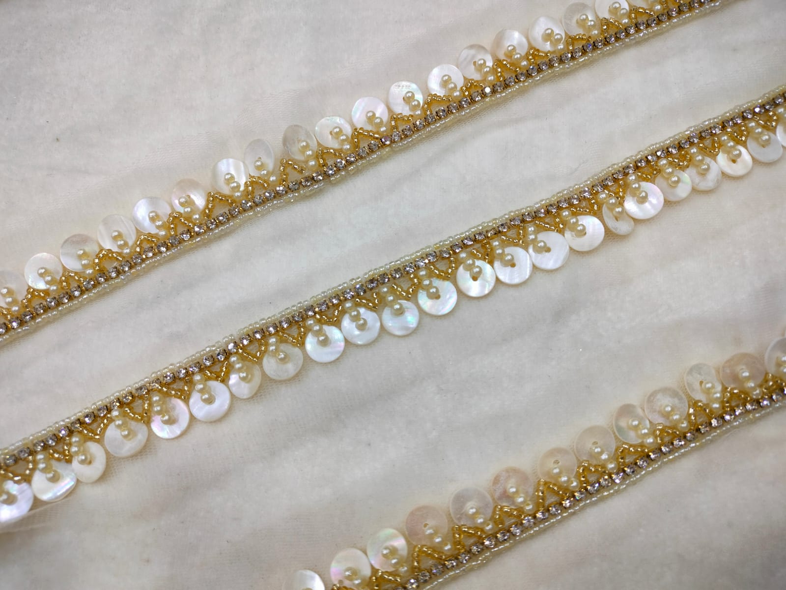 Light Gold Cutdana Embellished Trim