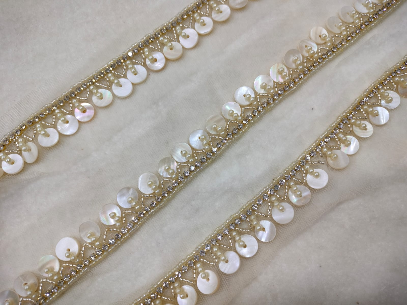 Light Gold Cutdana Embellished Trim