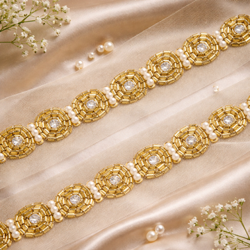 Luxury Circular Pearl & Crystal Beaded Trim
