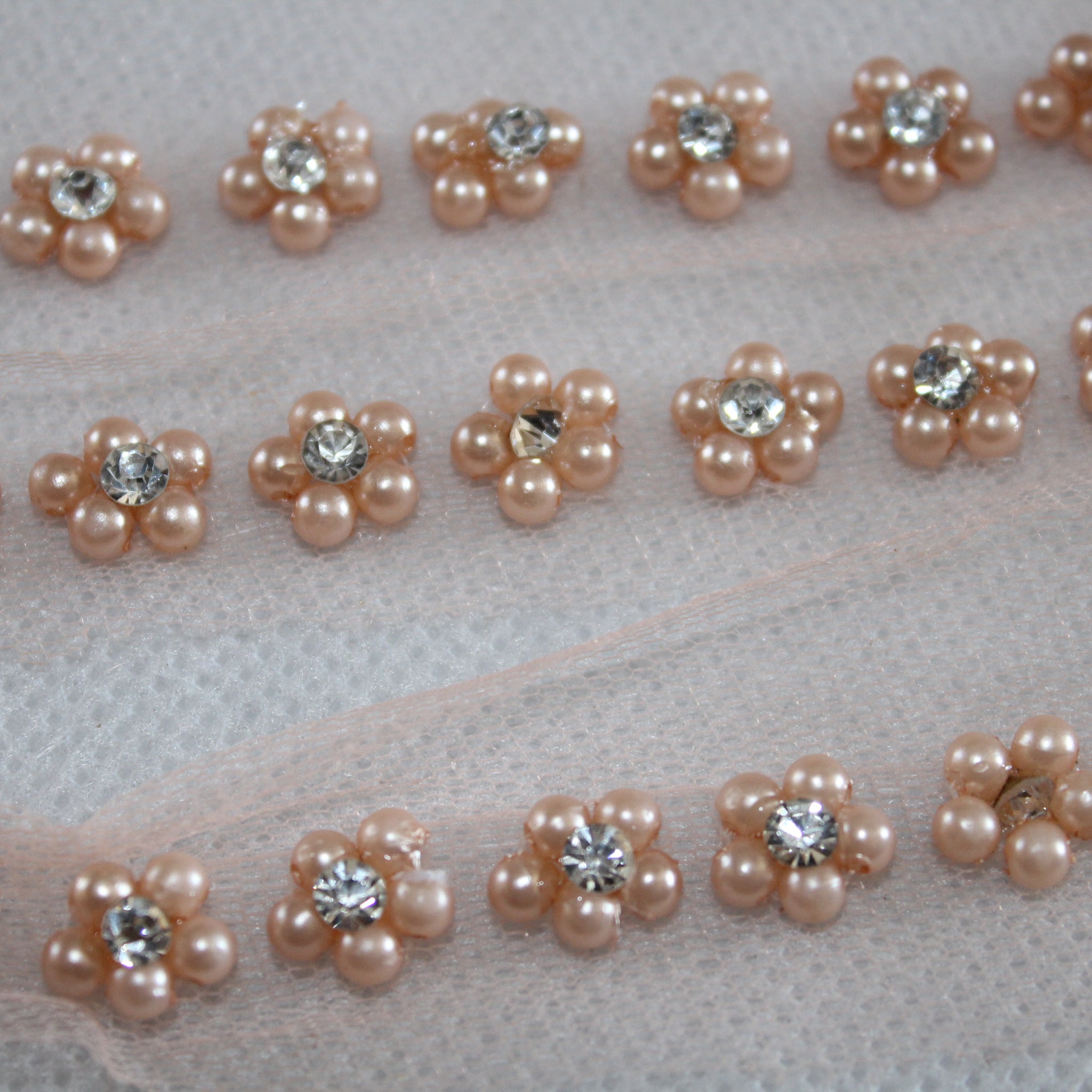 Peach Floral Handwork Trim