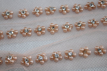 Peach Floral Handwork Trim