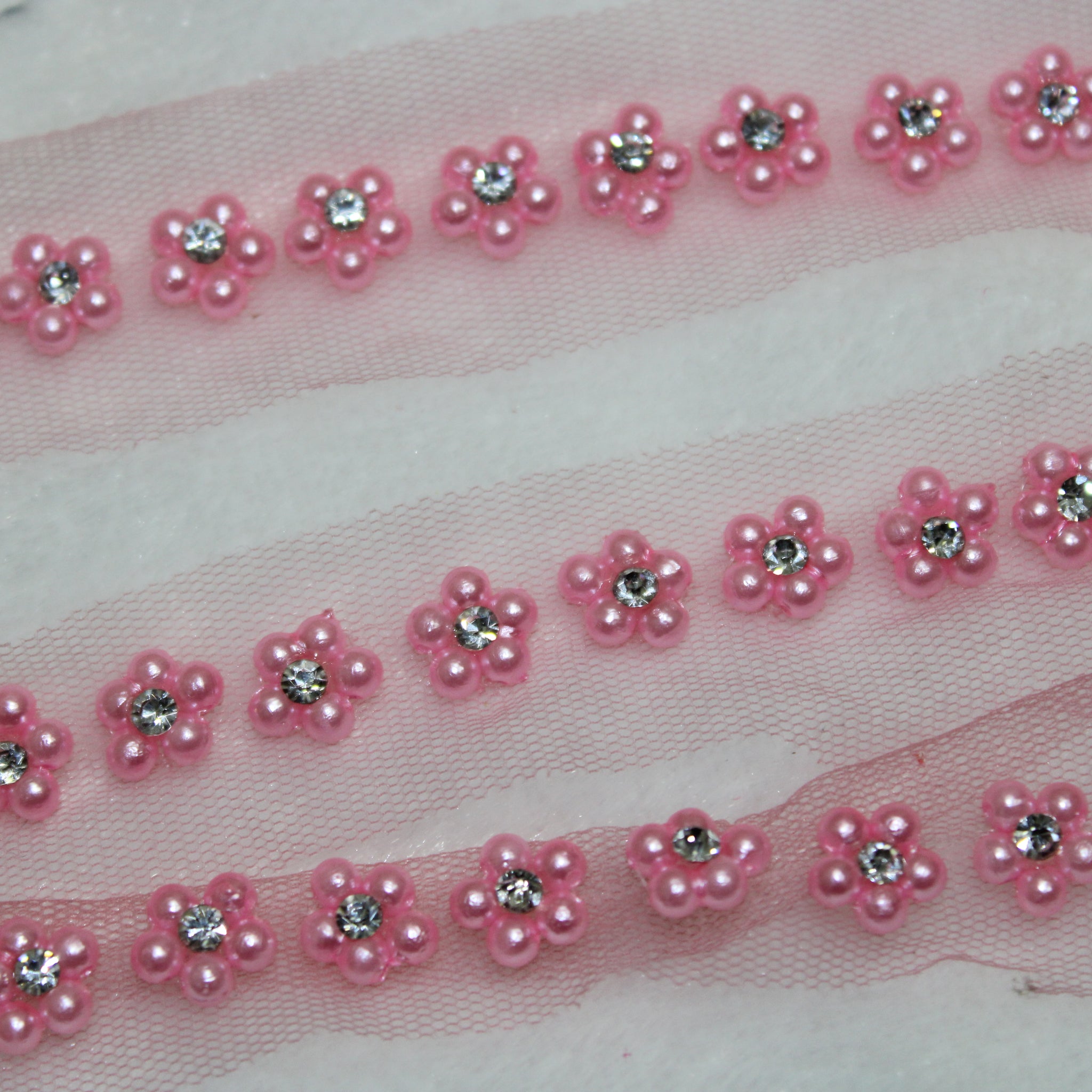 Pink Floral Handwork Trim