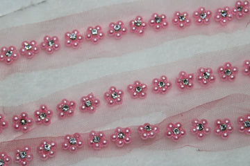 Pink Floral Handwork Trim