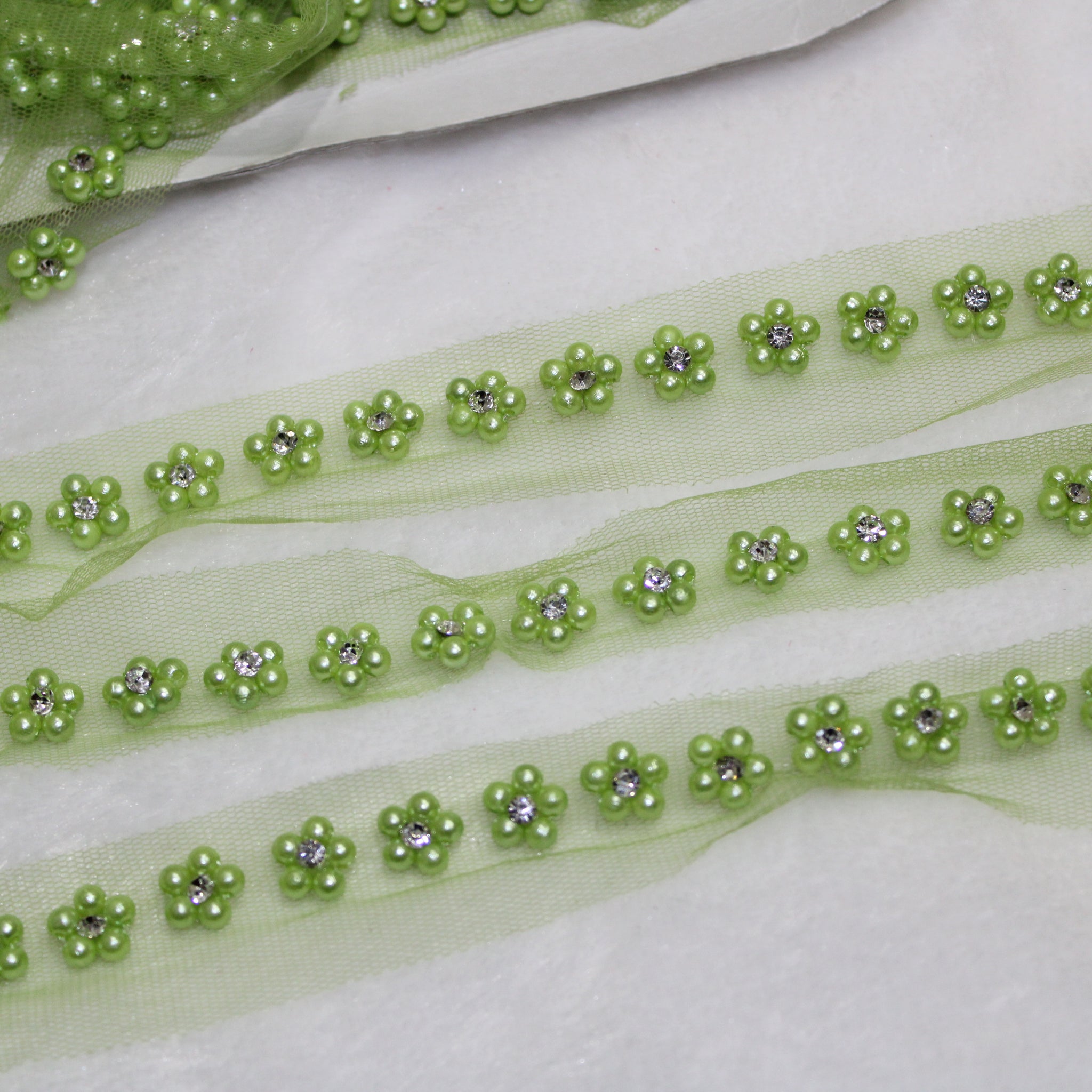 Green Floral Handwork Trim