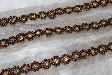 Antique Gold Floral Handwork Trim