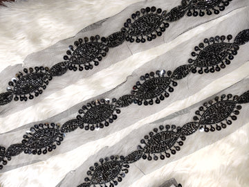 Black Embellished Handwork Trim