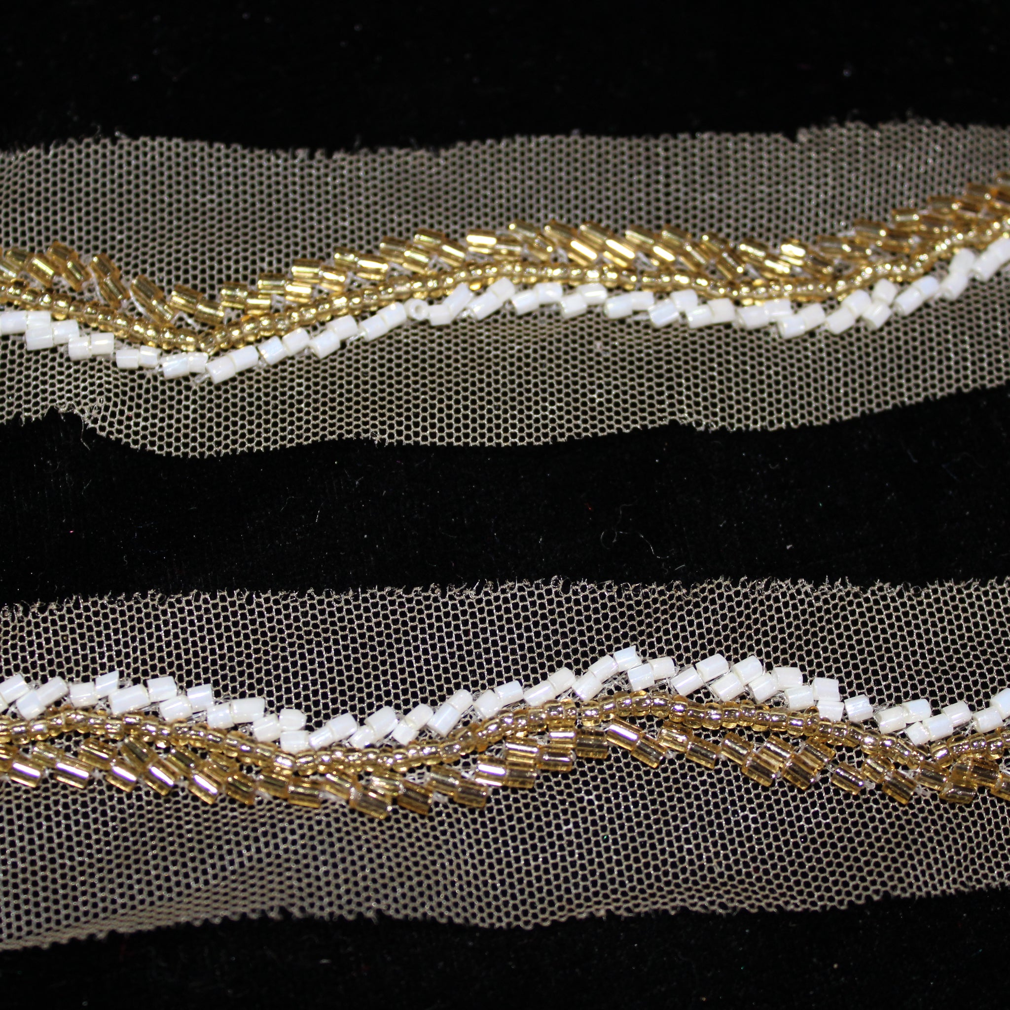 Gold And White Intricate Embellished Border