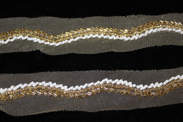 Gold And White Intricate Embellished Border