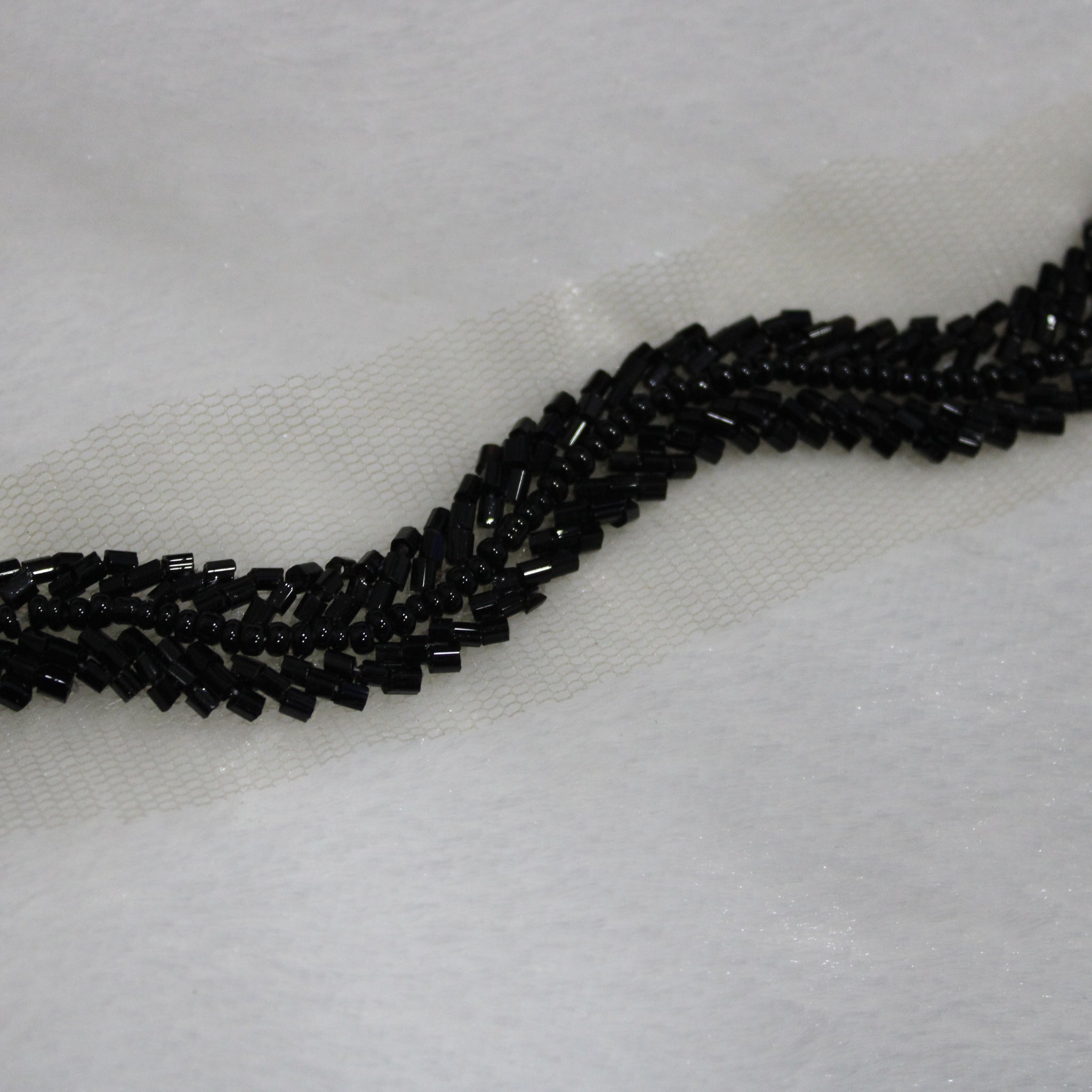 Jet Black Intricate Embellished Border