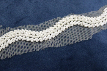 White Intricate Embellished Border