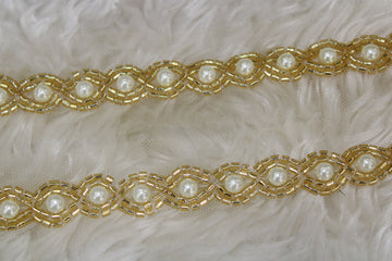 Golden Twinkling Beads Border