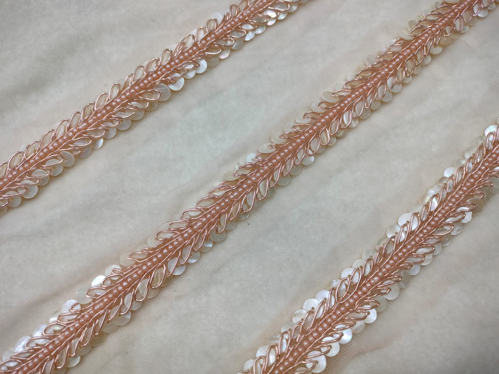 Rose Gold Fancy Embellished Handwork Border