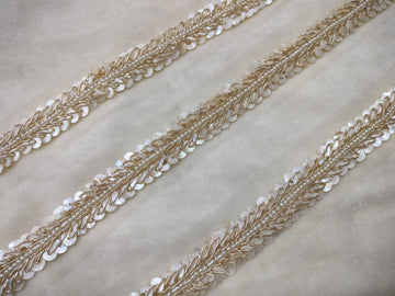 Light Gold Fancy Embellished Handwork Border