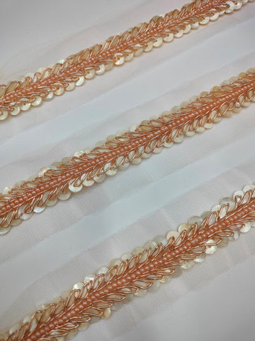 Rose Gold Fancy Embellished Handwork Border