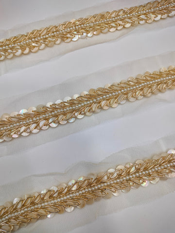 Golden Fancy Embellished Handwork Border