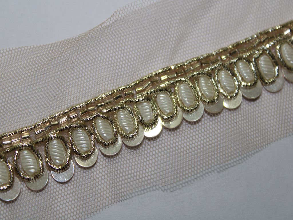 Light Gold Shimmer Embroidered Border