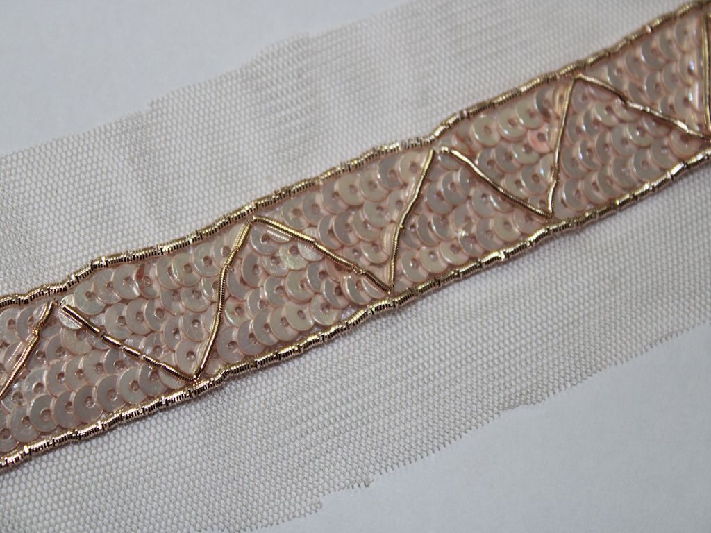 Rose Gold Shimmer Embroidered Border