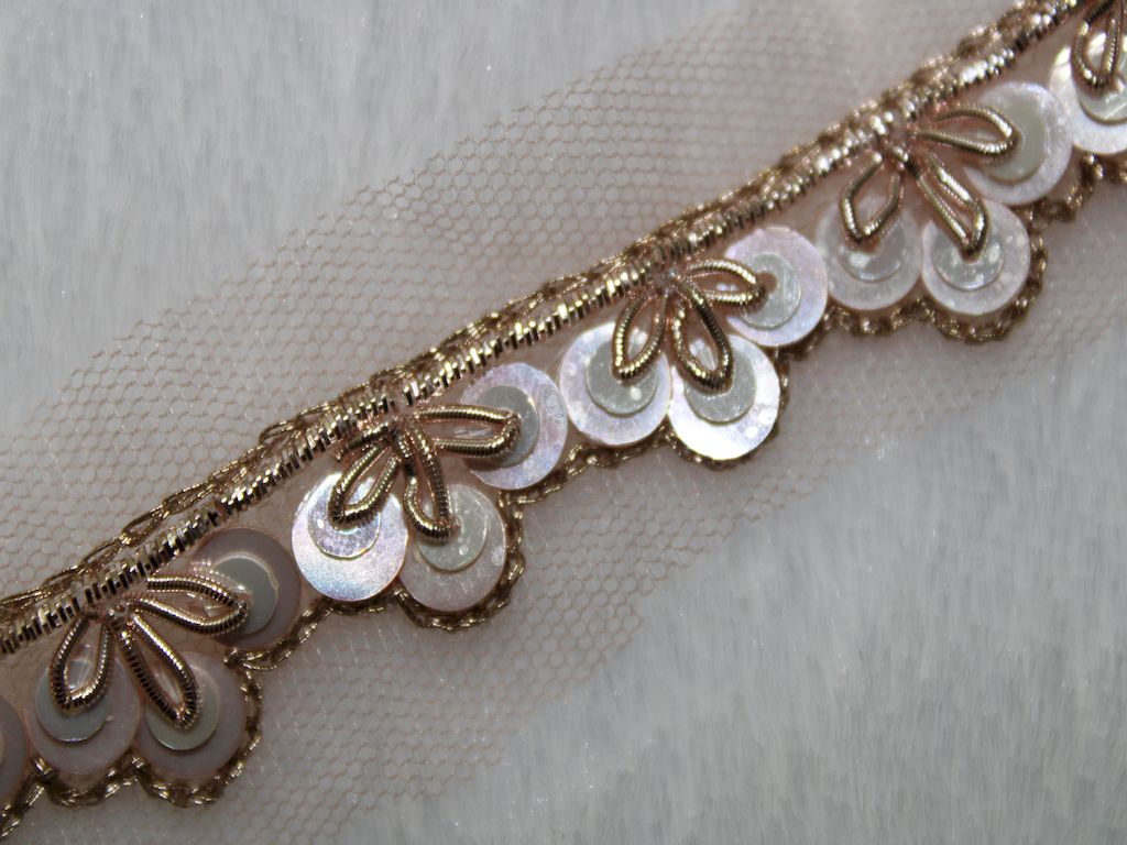 Gold Shimmer Embroidered Border