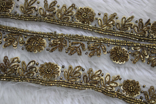 Antique Gold Floral Handwork Trim