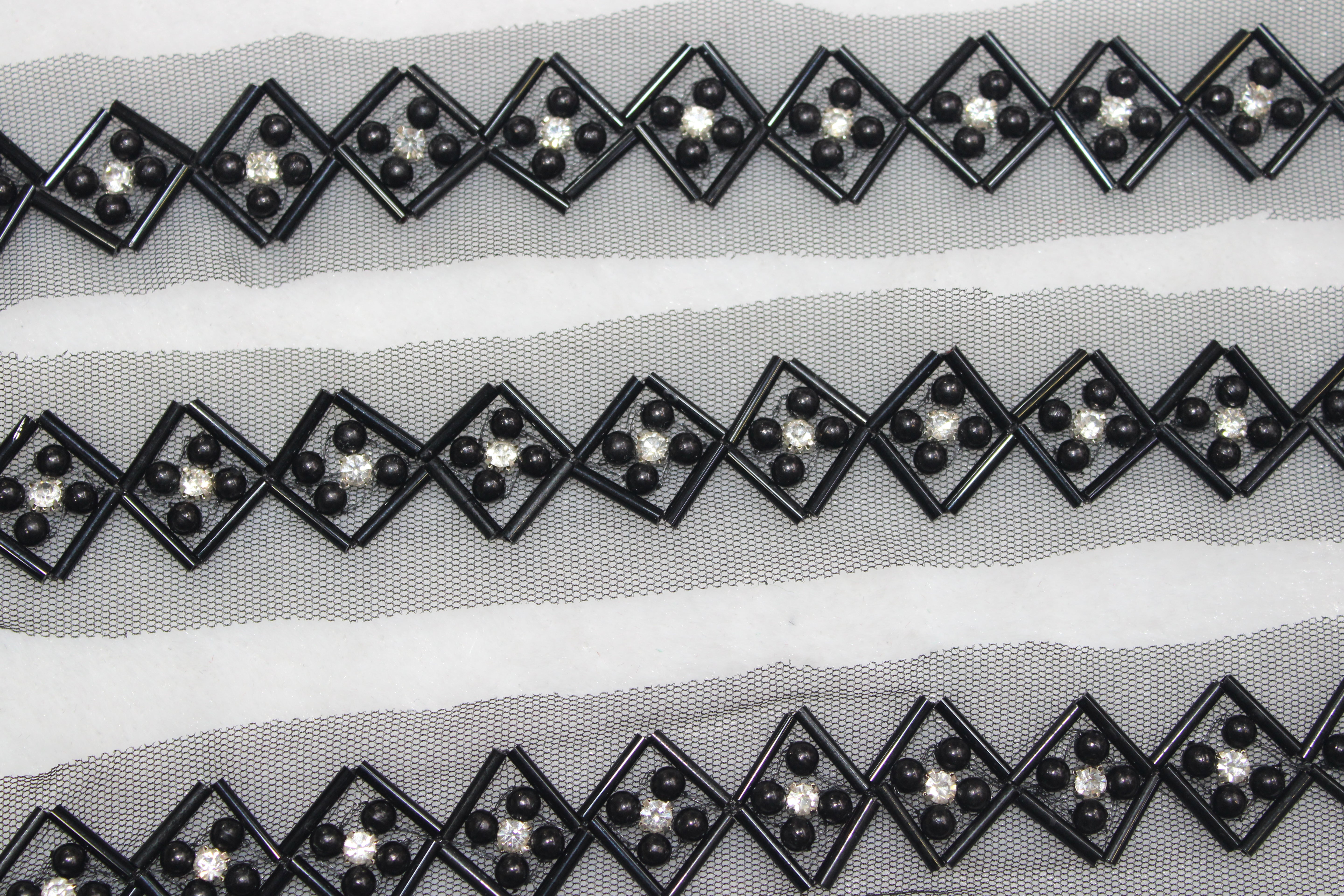 Black Embellished Handwork Lace Border