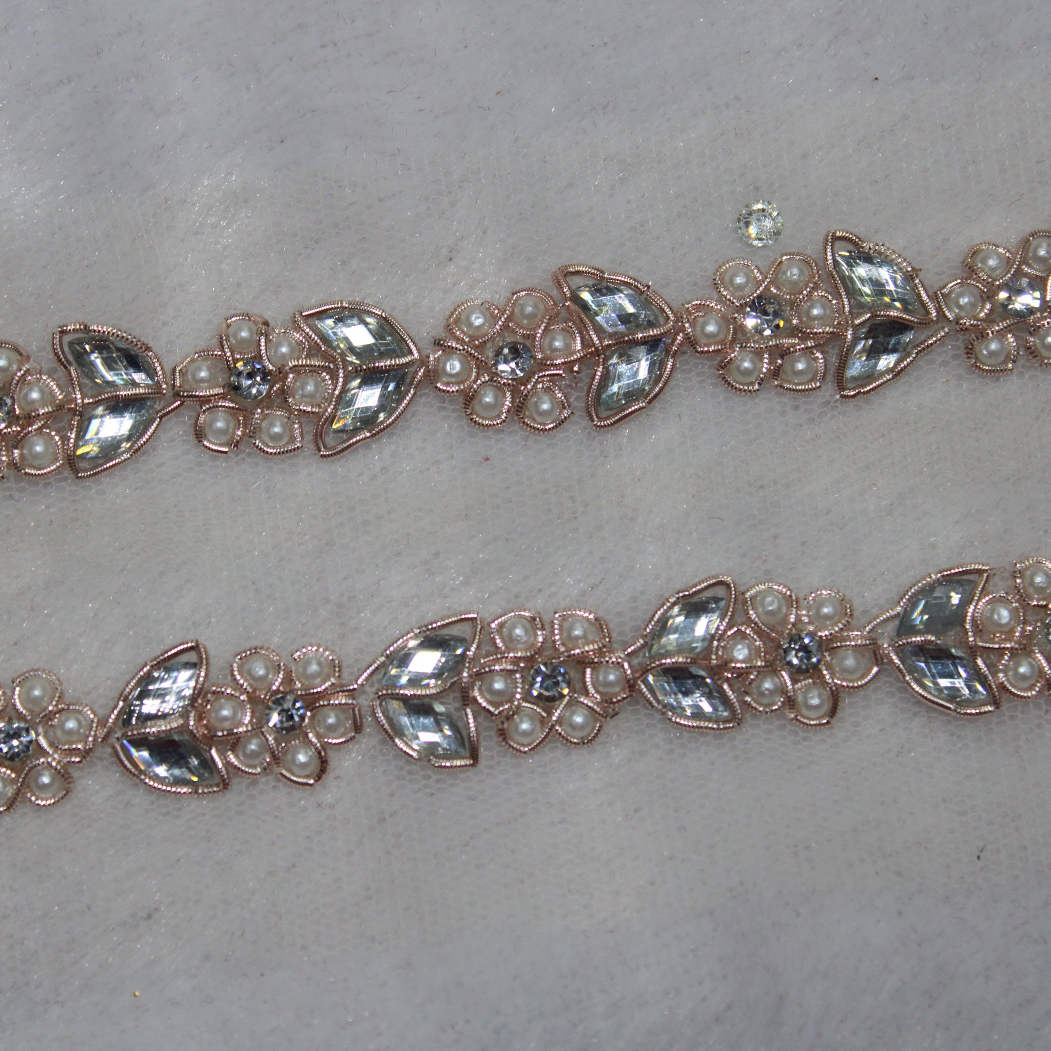 Rose Gold Embellished Handwork Trim