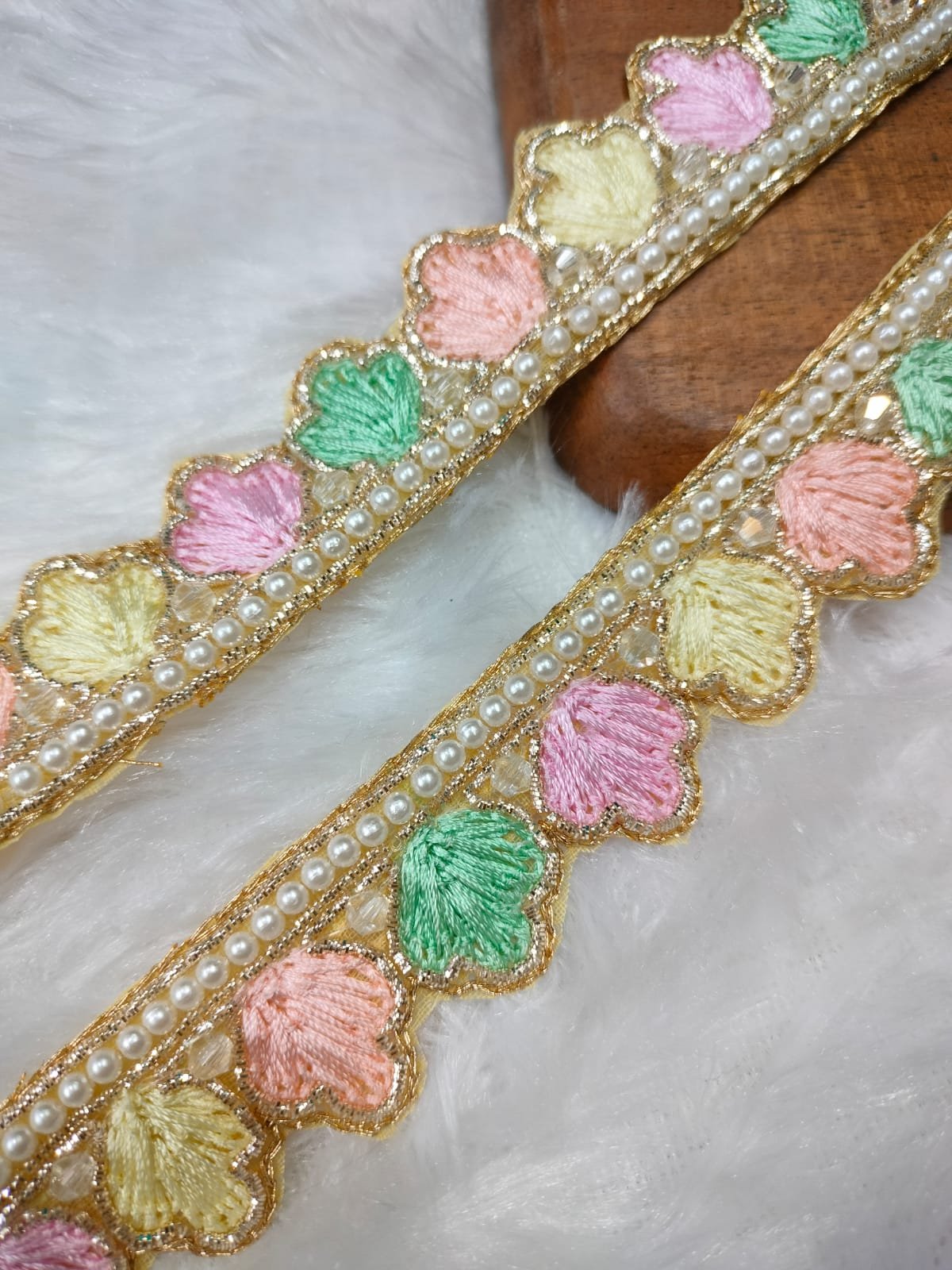 Multicolor Embellished Handwork Trim