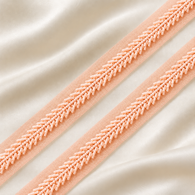 Handcrafted Chevron Bugle and Round Bead Embroidered Net Lace