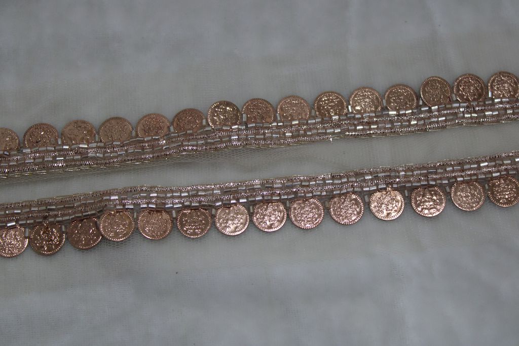 Rose Gold Fancy Coin Embellished Handwork Trim